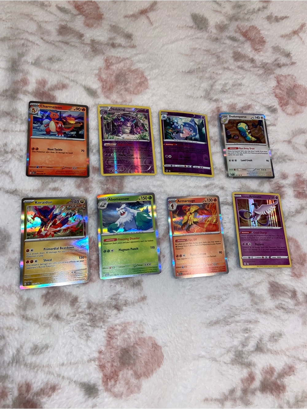 Pokemon Trading Card Lot (8)- Charmeleon, Nidoking, Dudunsparce, Koraidon, etc.